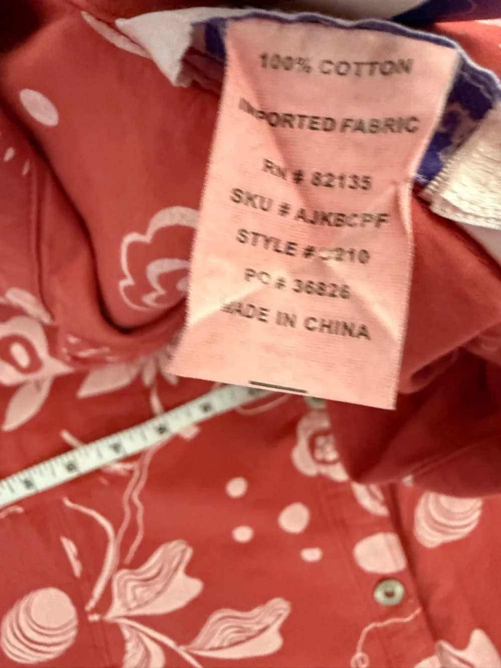 fresh produce Red Floral Button-Up pacific broad cloth jacket NWT size large - Picture 7 of 8